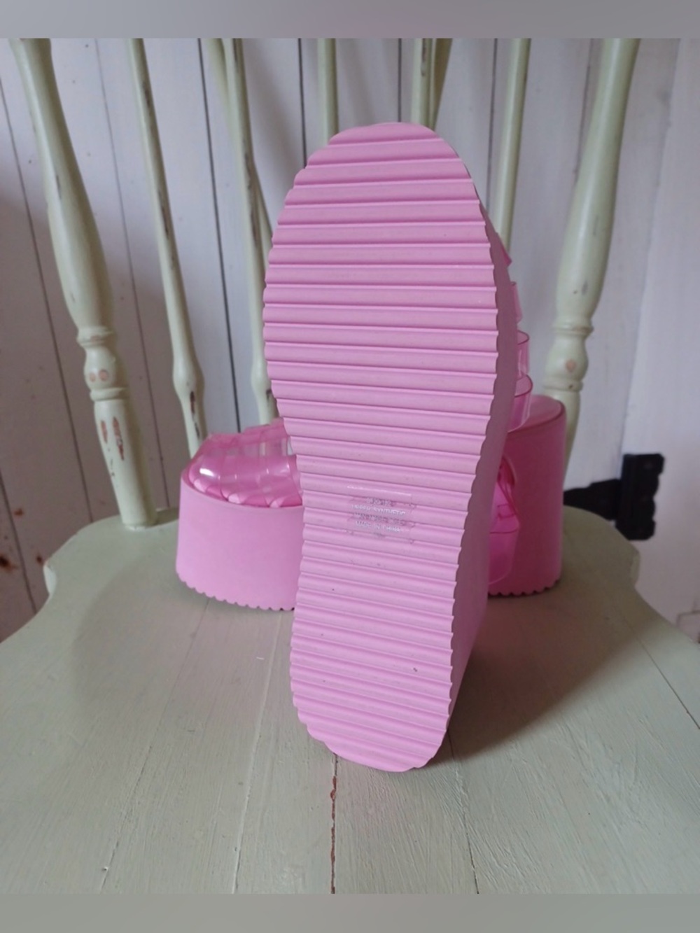 Sugar Thrillz Pink Heart-Buckle Platform Jelly Sandals - Picture 7 of 10